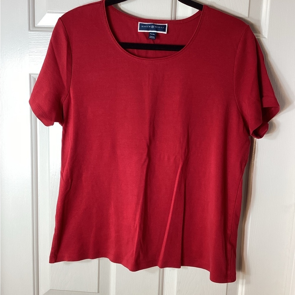Karen Scott Classic Red Short Sleeve Tee Sz PXXL